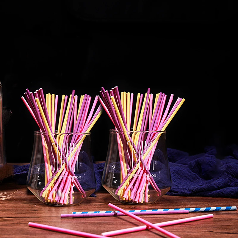 100Pcs/Lot Paper Lollipop Stic - مراجعة Paper Straw Color وسعره