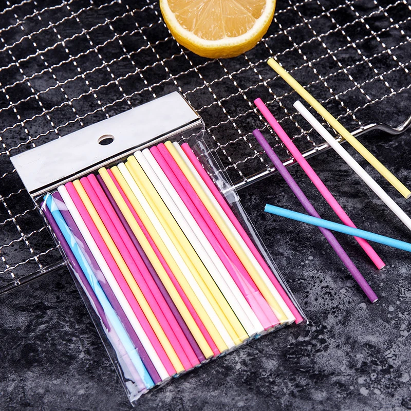 100Pcs/Lot Paper Lollipop Stic - مراجعة Paper Straw Color وسعره