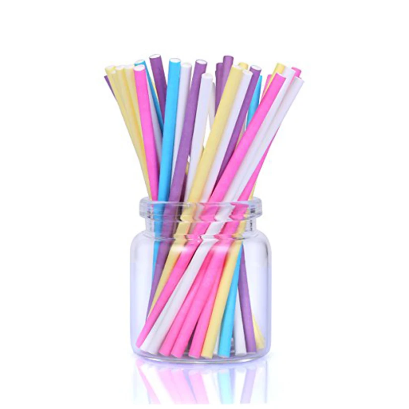 100Pcs/Lot Paper Lollipop Stic - مراجعة Paper Straw Color وسعره