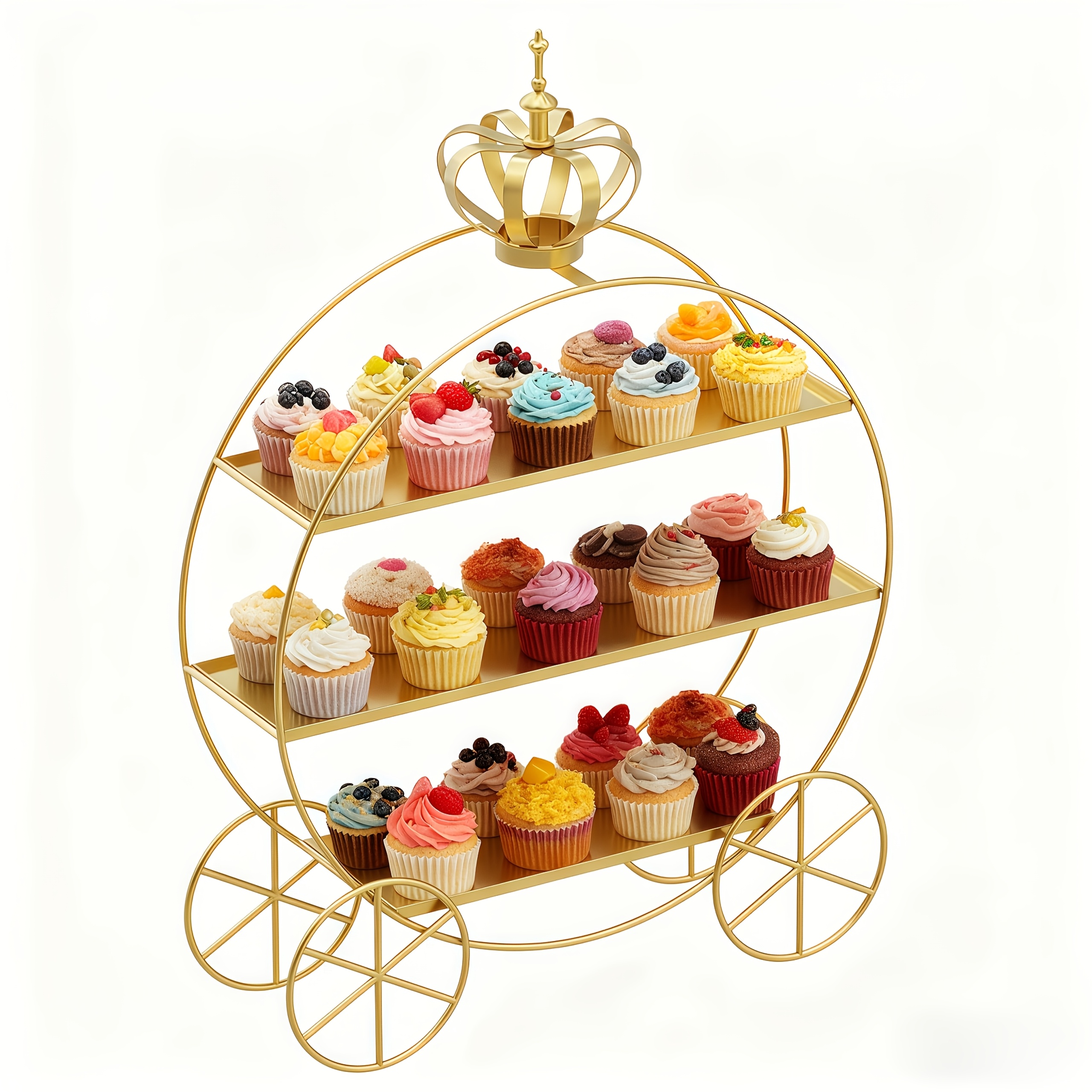 3-Tier Golden Crown Cake Stand - مراجعة Cupcake Stand Tier وسعره