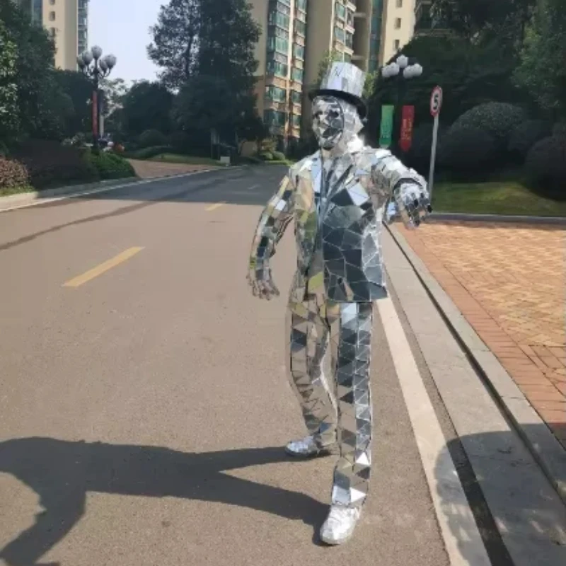 Mirror Man Costume Sliver glas - مراجعة Event Party Dj وسعره