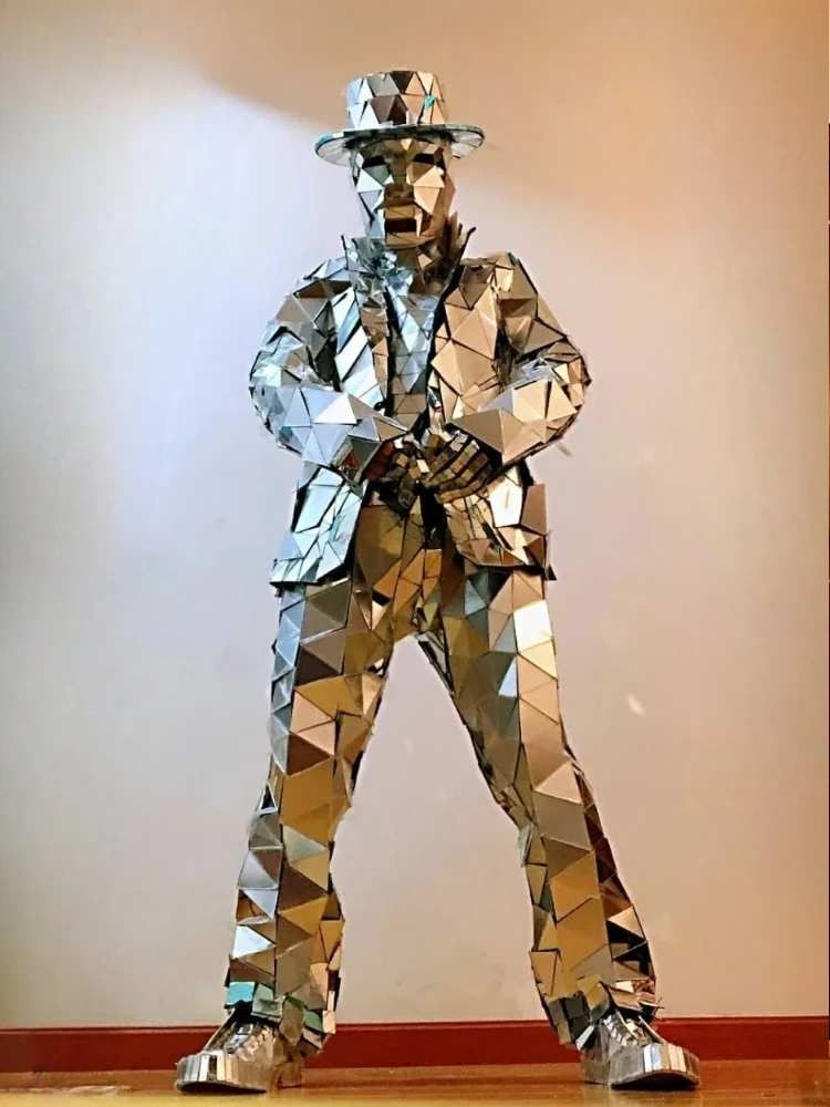 Mirror Man Costume Sliver glas - مراجعة Event Party Dj وسعره
