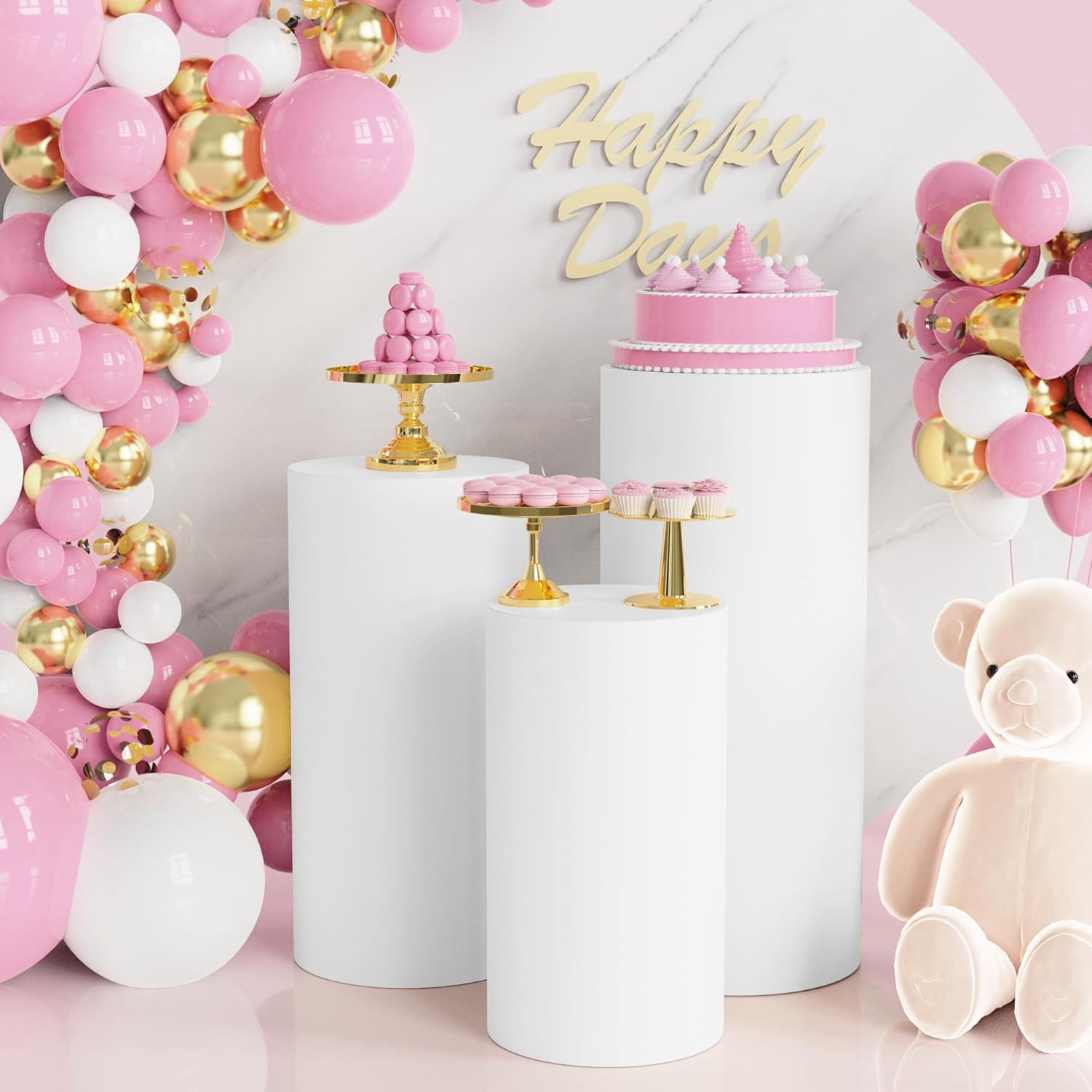 Yeele 1PCS/3PCS/5PCS White Cyl - مراجعة Dessert Table Backdrop وسعره