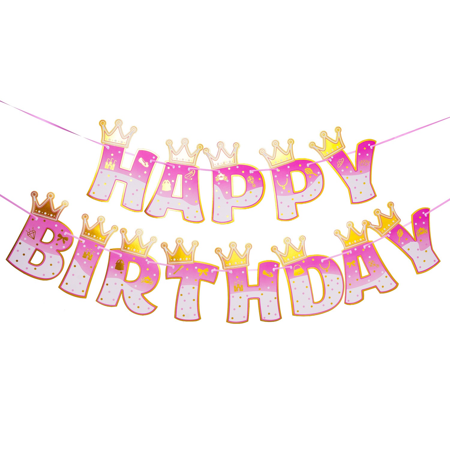 Pink Stamping Gold Crown Theme - مراجعة Party Banner Gold وسعره