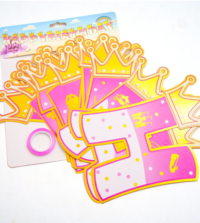 Pink Stamping Gold Crown Theme - مراجعة Party Banner Gold وسعره