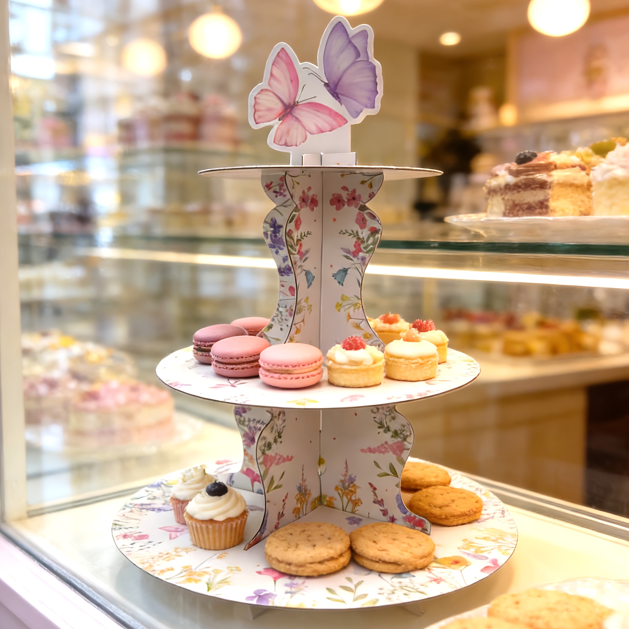 3-Tier Wildflower Butterfly Ca - مراجعة Cupcake Stand Tier وسعره