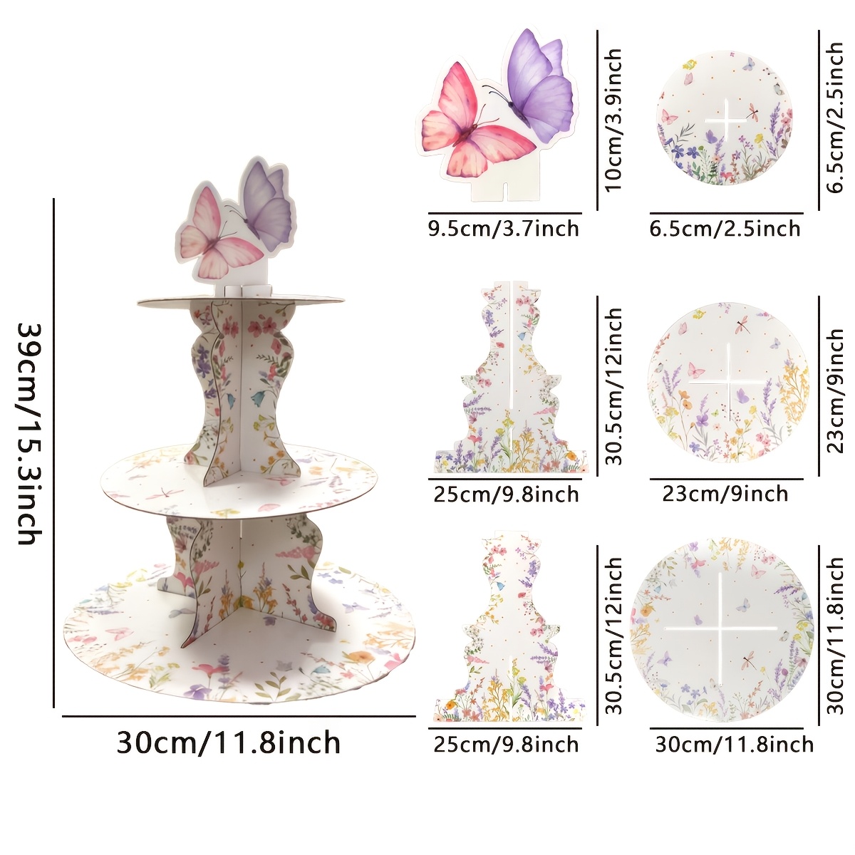 3-Tier Wildflower Butterfly Ca - مراجعة Cupcake Stand Tier وسعره