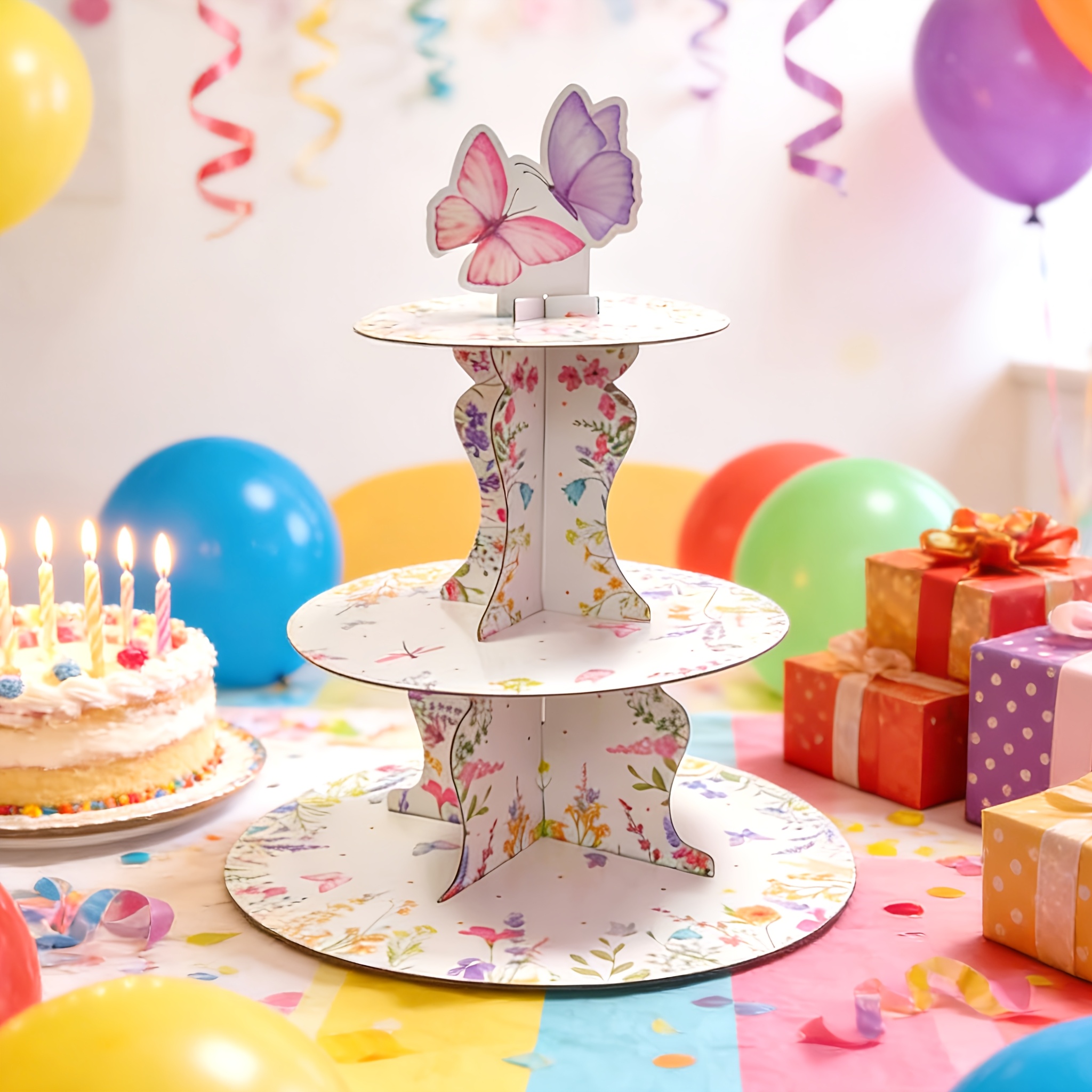 3-Tier Wildflower Butterfly Ca - مراجعة Cupcake Stand Tier وسعره