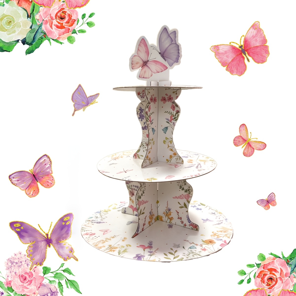 3-Tier Wildflower Butterfly Ca - مراجعة Cupcake Stand Tier وسعره