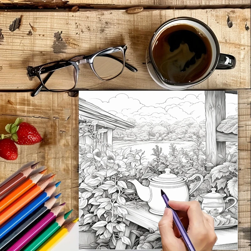 Tea In The Gardens Coloring Bo - مراجعة Event Supplies وسعره