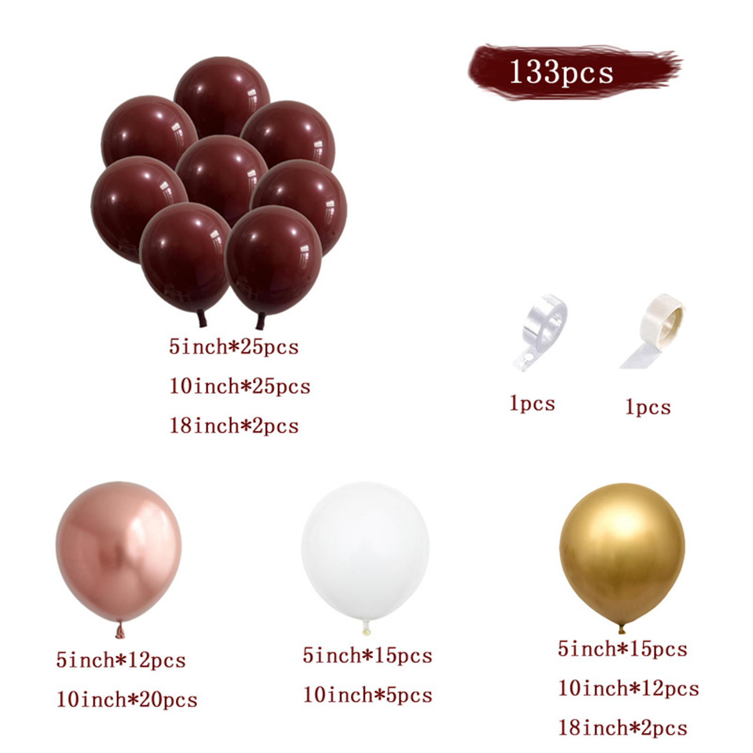 Garnet Balloon Set Garland Arc - مراجعة Party Event Supplier وسعره