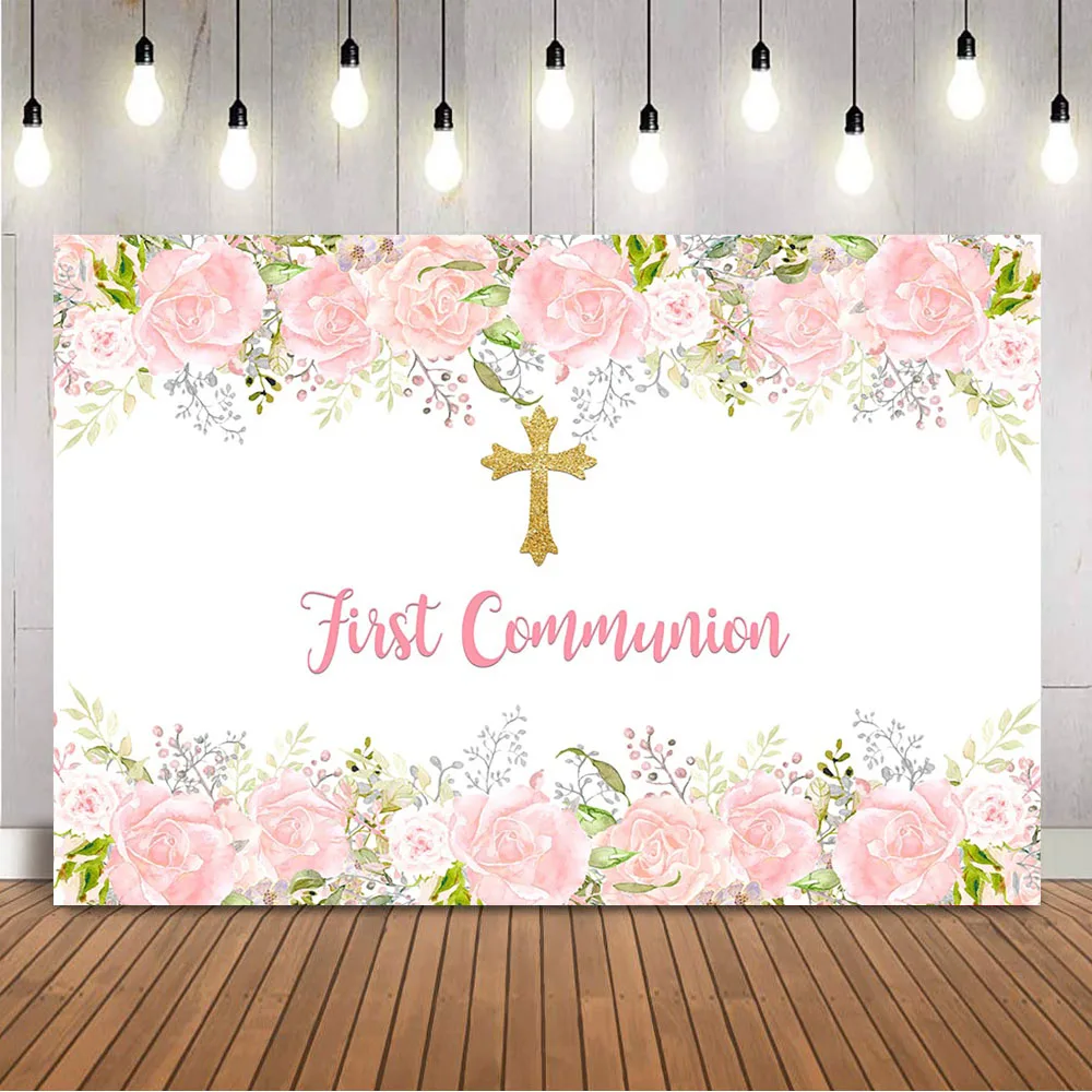 First Holy Communion Birthday  - مراجعة Dessert Table Backdrop وسعره
