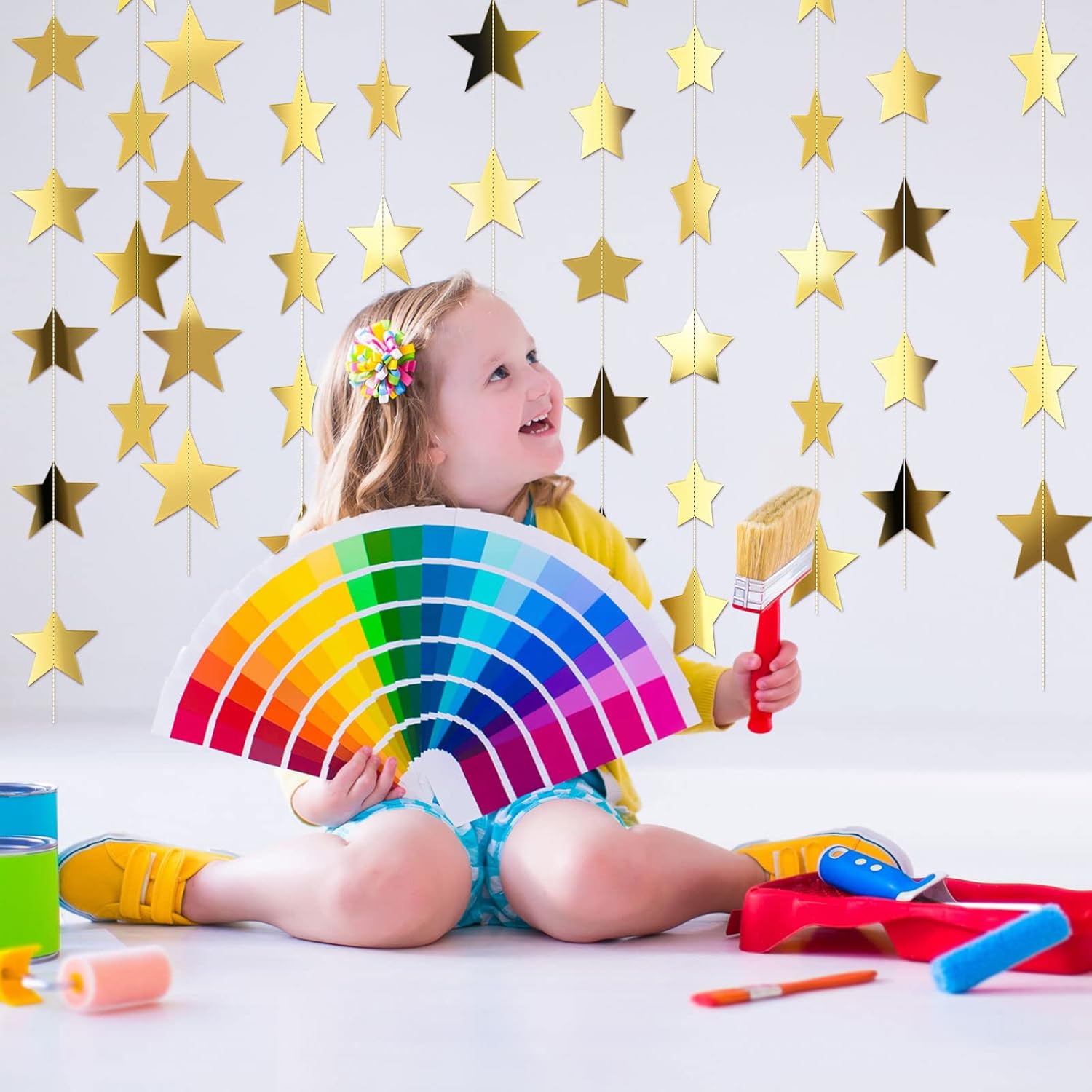 130ft Star Garland Banner for  - مراجعة Party Banner Gold وسعره