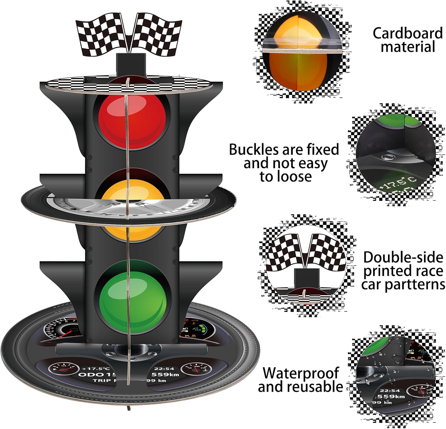 3-Tier Race Car Cupcake Stand, - مراجعة Cupcake Stand Tier وسعره